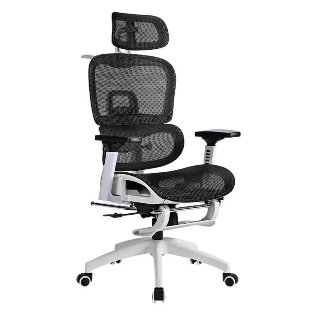 Scaun gaming ergonomic, reglare inaltime spatar, 6 pozitii 135°, cotier 4D, material respirabil plasa mesh, suport picioare retractabil, profil lombar flexibil