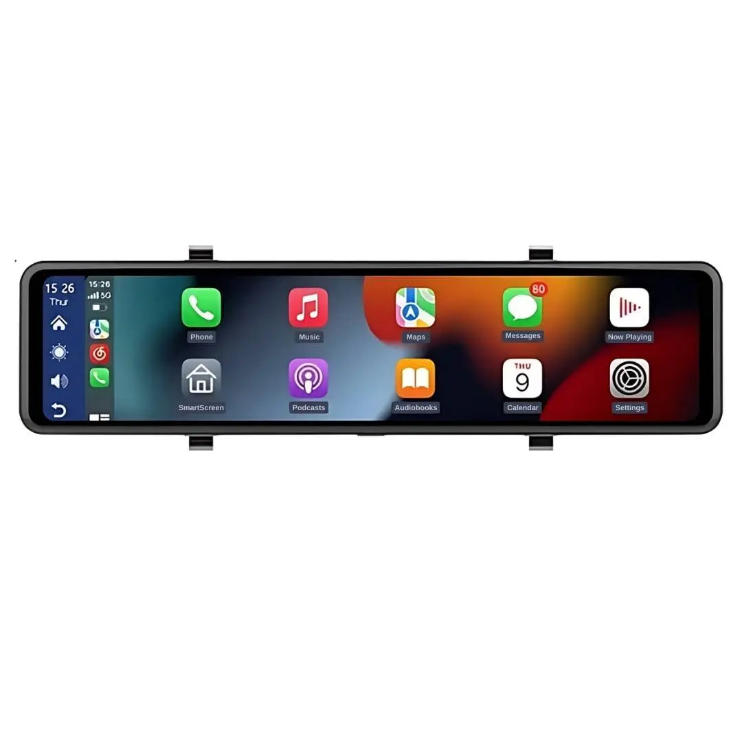 Navigatie auto, oglinda retrovizoare, CarPlay si Android Auto, 4K, Ecran 11.26", cu 2 camere, ecran touch, senzor G, vedere nocturna, detectare miscare, wireless, unghi inregistrare 170°, monitorizare parcare