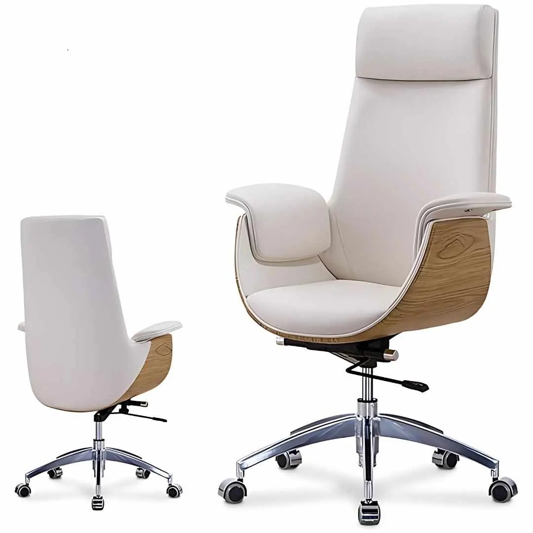 Scaun birou, directorial, material piele PU HD, suport ergonomic pentru cap si gat, functie de leganare, cotiere moi si confortabile, roti din cauciuc poliuretanic, greutate maxima 130kg