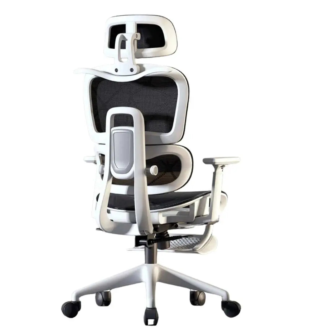 Scaun gaming ergonomic, reglare inaltime spatar, 6 pozitii 135°, cotier 4D, material respirabil plasa mesh, suport picioare retractabil, profil lombar flexibil