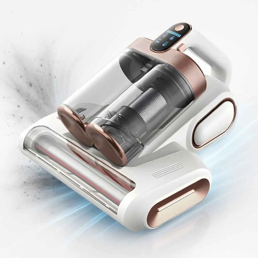 Aspirator anti-acarieni, fara fir, cu raze UV, filtru HEPA, functie ultrasunete, reincarcabil la USB, putere de aspirare 13000Pa, capacitate 500ml, 18000RPM, Alb