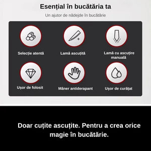 Set cutite bucatarie, din inox, 6 piese, 4 cutite de bucatarie, 1 foarfeca din oțel inoxidabil, 1 cutit din ceramica, de decojit, pentru fructe, legume, carne, cutie depozitare inclusa