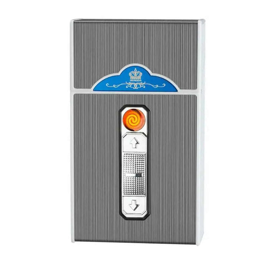 Bricheta electrica, carcasa pachet tigari, stil tabachera, aprindere la buton, anti-vant, incarcare USB, cablu inclus