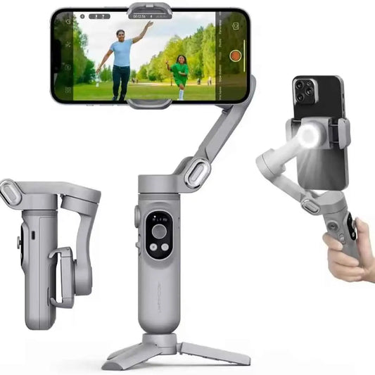 Sistem de stabilizare gimbal Smart X Pro, Cu 3 Axe, trepied, autonomie mare, baterie inclusa, urmareste fata si corpul, aplicatie dedicata compatibila Android si IOS