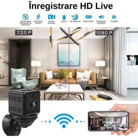 Camera spionaj, inregistrare video si microfon, 1080P, unghi larg 150°, senzor miscare, vedere nocturna, suport magnetic, suport card pana La 32 GB