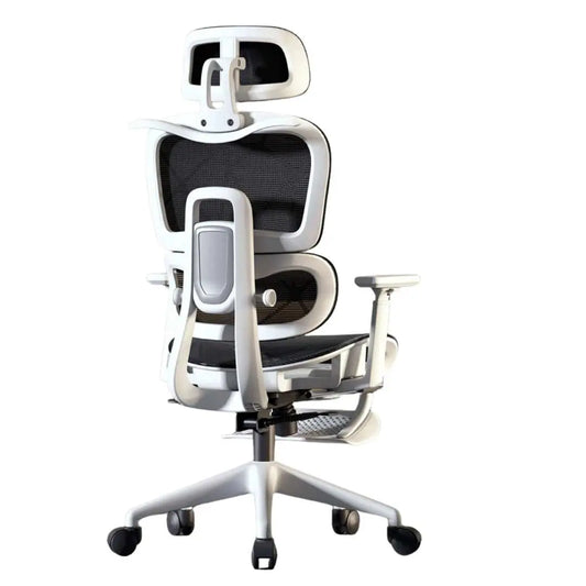 Scaun gaming ergonomic, reglare inaltime spatar, 6 pozitii 135°, cotier 4D, material respirabil plasa mesh, suport picioare retractabil, profil lombar flexibil