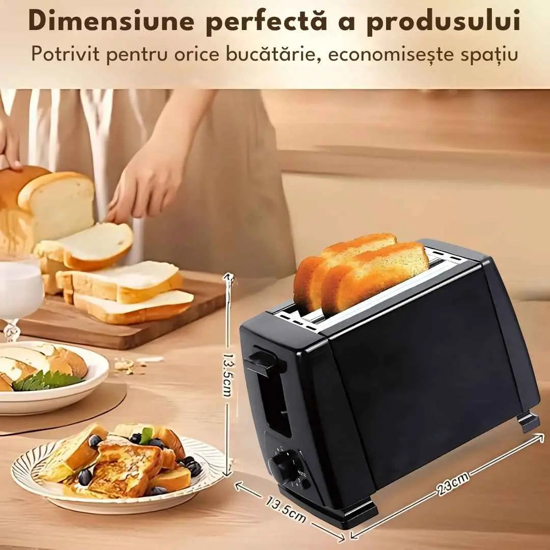 Prajitor de paine, toaster, 2 felii, putere 650W, 6 trepte de de rumenire, rumenire uniforma, buton oprire, tavita pentru firmituri