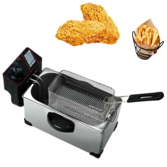 Friteuza cu ulei, cuva inox, capacitate 3L, putere 2000W, temperatura Reglabila 0 - 190 °C, filtru detasabil, cos detasabil, protectie impotriva supraincalzirii, picioare anti-alunecare