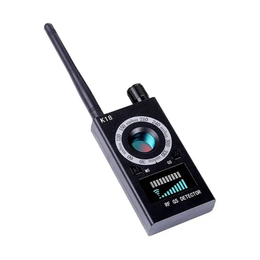 Detector aparate spionaj, detecteaza camere, microfoane, localizatoare GPS/GSM, reportofoane, frecventa 1-8000 MHz, Portabil, autonomie 35 ore, model K18, Negru